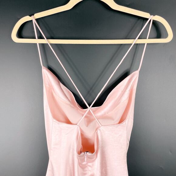 Superdown Billie Drape Midi Dress Satin Pink Slip Criss Cross Back Sz XS‎ - Picture 10 of 14